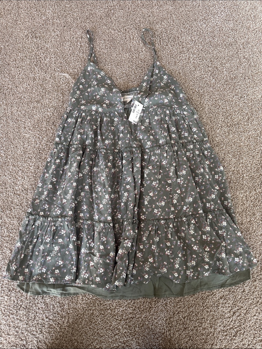 BRAND NEW Aeropostale Olive Green Floral Sundress Size Small